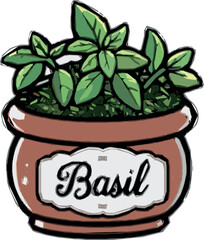 This game illustration features a jar of   Basil  with a cute cartoon pepper design, a colorful background, and a fun, whimsical style.