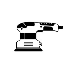 Electric Sander: A detailed black and white line art illustration of an electric sander, showcasing its sleek design and mechanical components.