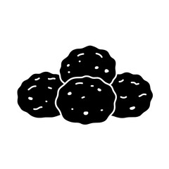 Four Meatballs Icon: A simple yet delicious icon of four meatballs, perfect for restaurant menus, food blogs, or culinary applications.