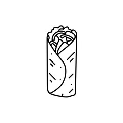 Hand-Drawn Burrito: A simple yet stylish hand-drawn illustration of a burrito, perfect for food blogs, restaurant menus, or social media posts.