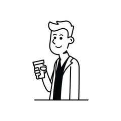 Obraz premium Office Worker Coffee Break Minimalist Bold Line Vector