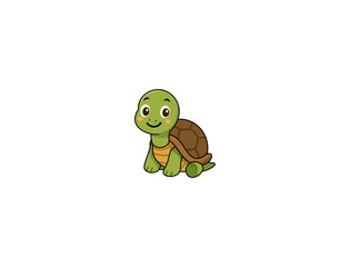 Vector illustration of cartoon turtle on white background	
