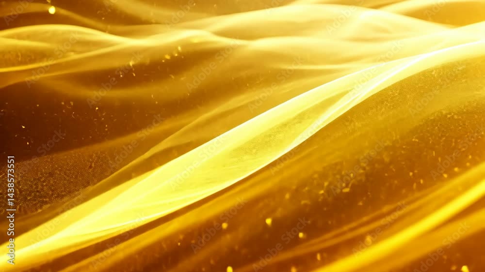 Wall mural golden waves flowing elegantly with sparkling particles in dynamic light