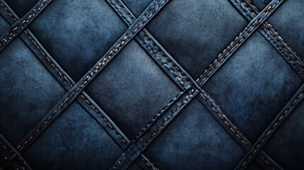 A denim fabric background with stitching, seams, and realistic blue tones