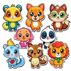 Fototapeta premium Cute cartoon animal stickers (5)