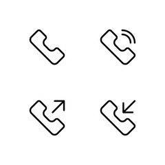 Phone icon set. Call icon. Contact icon. Incoming and outgoing call icon.
