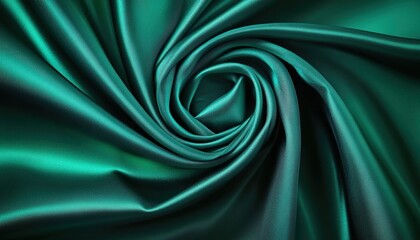 Obraz premium Smooth teal silk fabric with swirling spiral patterns.