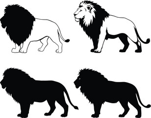 Lion Silhouette Collection with Majestic Mane