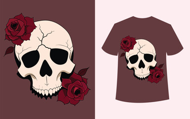 Skull and Roses Graphic: Edgy Gothic Design on Fashion Apparel
