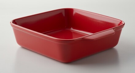 Red ceramic square baking dish