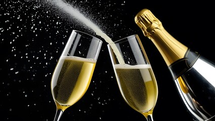 champagne bottle and glasses