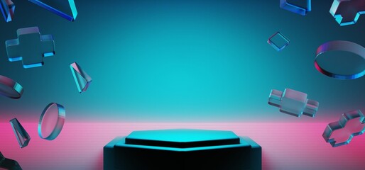 3d illustration rendering of y2k 2000s gamer technology futuristic fantasy metaverse cyberpunk...