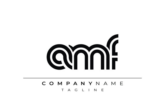 AMF Creative Unique Modern Letter Logo Design. Stylized logo featuring a unique letter design, presenting abstract minimalist aesthetics and modern appeal.
