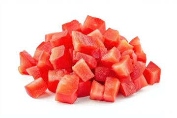 Freshly diced red tomatoes perfect for salads or cooking vibrant red color juicy and delicious close up shot against a white background