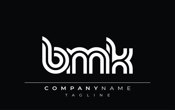 BMK Creative Unique Modern Letter Logo Design. Stylized logo featuring a unique letter design, presenting abstract minimalist aesthetics and modern appeal.