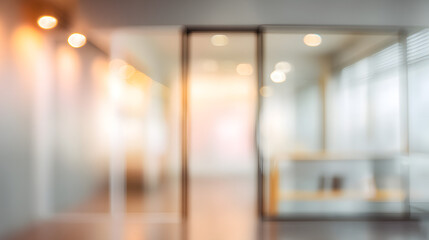Modern workspace scene blurred interior doorway and soft lighting for professional atmosphere