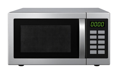 Obraz premium Modern Stainless Steel Microwave Oven Kitchen Appliance Digital Display Isolated on Transparent Background