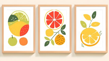 Abstract Fruit Market Retro Posters for Trendy Commercial Use