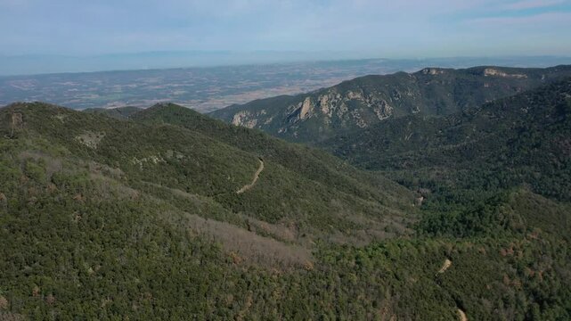 Aerial view of The Prades Mountains Catalonia Spain.