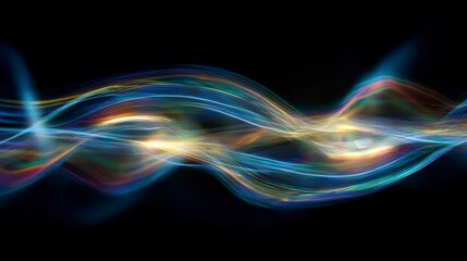 Obraz premium Plasma energy waves undulating through cosmic dark forming radiant electric currents pulsing radiant