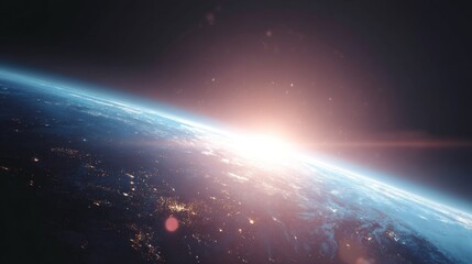 Fototapeta premium Orbiting Earth with Glowing Lights in Ultra-Realistic Space Background