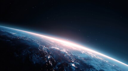 Orbiting Earth with Glowing Lights in Ultra-Realistic Space Background