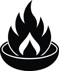 burning fire pit icon on white background .eps

