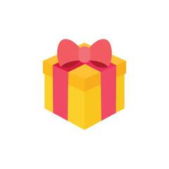 Obraz premium Gift box bow emoji present illustration vector birthday ribbon symbol sign icon