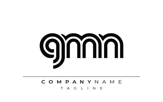 GMN Creative Unique Modern Letter Logo Design. Stylized logo featuring a unique letter design, presenting abstract minimalist aesthetics and modern appeal.