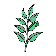 Illustration of green leaf branch vector, botanical drawing, nature design element, plant art, foliage, herb