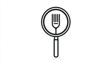 Magnifying glass over a fork, food search