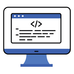 Fototapeta premium Custom Coding Vector Icon Illustrating Tailored Code Development and Software Engineering Solutions