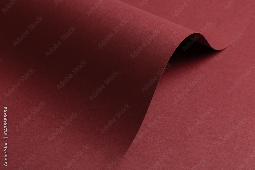 Poster matt paper texture with bold dark wine red and burgundy tones, sleek wavy design and curved edges, f