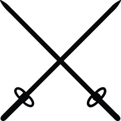 flat fencing sword crossed icon on white