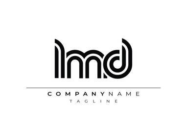 LMD Creative Unique Modern Letter Logo Design. Stylized logo featuring a unique letter design, presenting abstract minimalist aesthetics and modern appeal.
