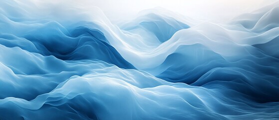 Obraz premium Frozen blue mountains wave in abstraction