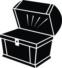 flat open treasure chest with glowing light