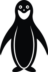 flat penguin standing on ice on white background