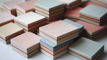 Pastel Layered Square Blocks Abstract Art