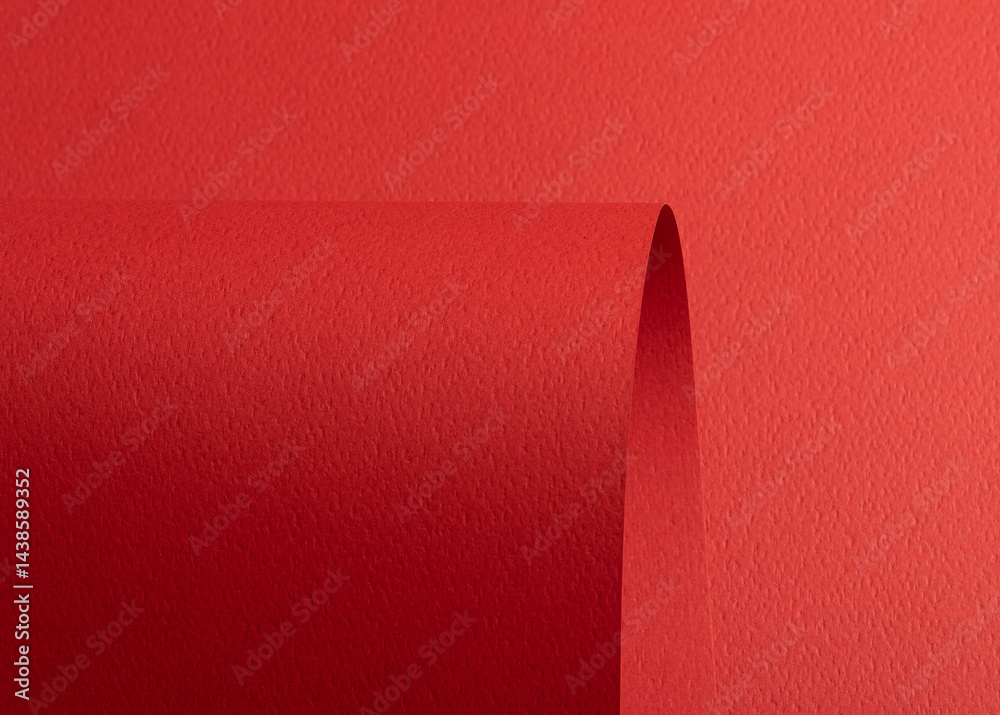 Aufkleber Paper texture with bright red tone, smooth matte surface and curved composition, clean vivid red designer paper creating bold energetic backdrop with stylish modern contrast..