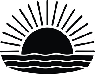 flat sunrise over horizon icon on white background