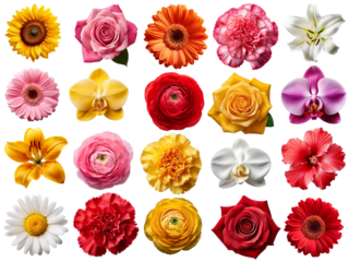 Blumen set isoliert auf weißen Hintergrund