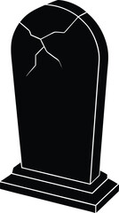 flat tombstone with cracks icon on white