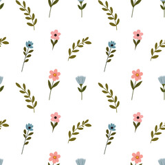 Seamless floral pattern on light background. Background in small flowers for textiles, fabrics, cotton fabric, covers, wallpaper, print, gift wrapping, postcard, scrapbooking. 