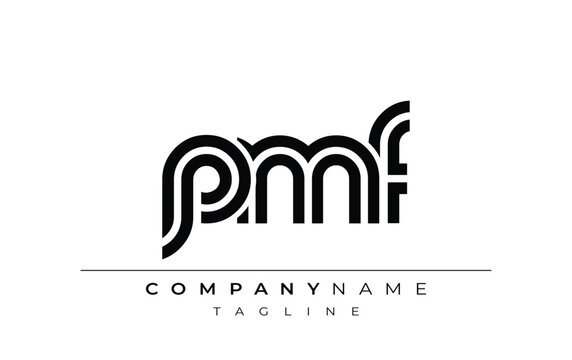 PMF Creative Unique Modern Letter Logo Design. Stylized logo featuring a unique letter design, presenting abstract minimalist aesthetics and modern appeal.