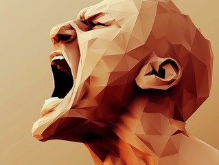 Profile Side View of a Low Poly Human Face