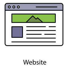 Website Vector Icon Illustrating Web Navigation, Browser Window, and Digital Communication