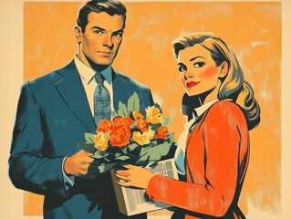 Vintage Illustration of a Decorated Man in Classic Style