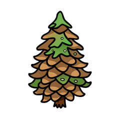 Illustration of a christmas tree evergreen pine tree drawing with festive holiday season art