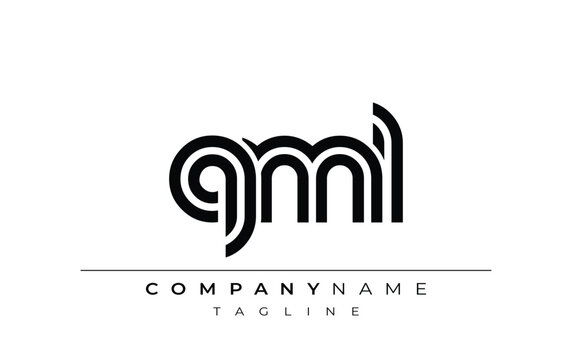 QML Creative Unique Modern Letter Logo Design. Stylized logo featuring a unique letter design, presenting abstract minimalist aesthetics and modern appeal.